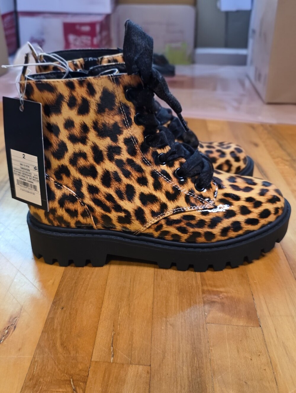 Target Kids Leopard-Print Lace-Up Ankle Boots